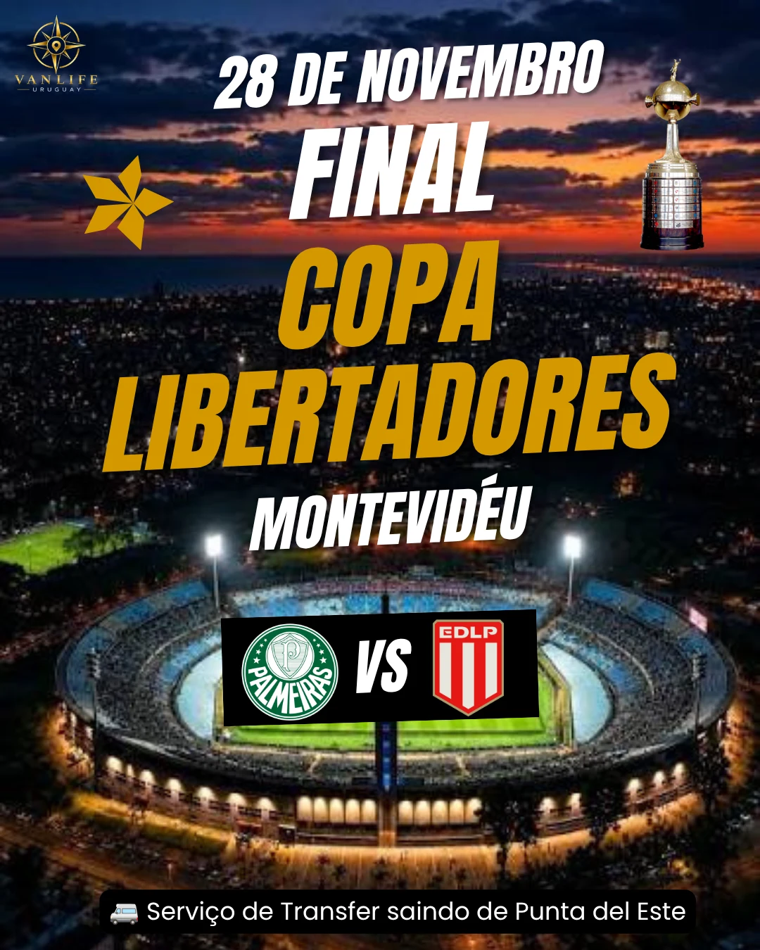 Final de la Copa Libertadores 2026 en Montevideo, transporte VanLife desde Punta del Este